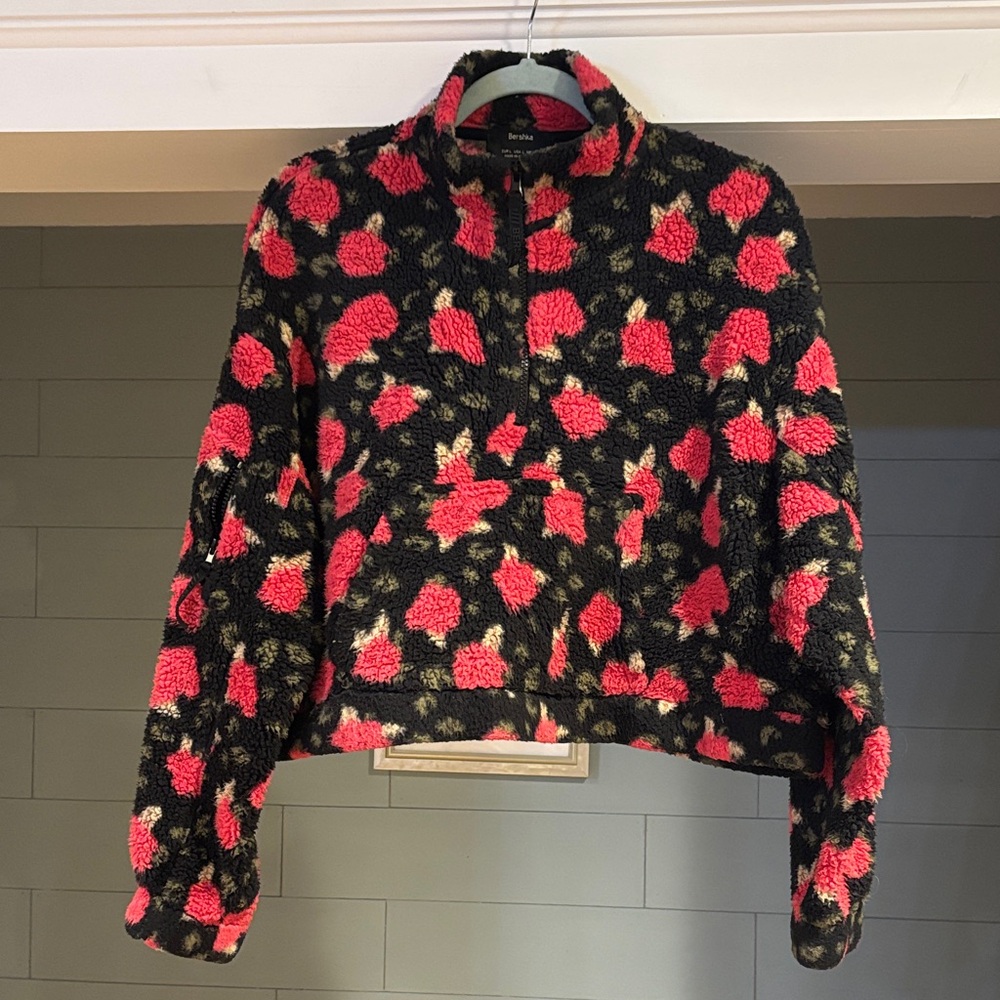 Bershka Black and Pink Teddy‎ Jacket